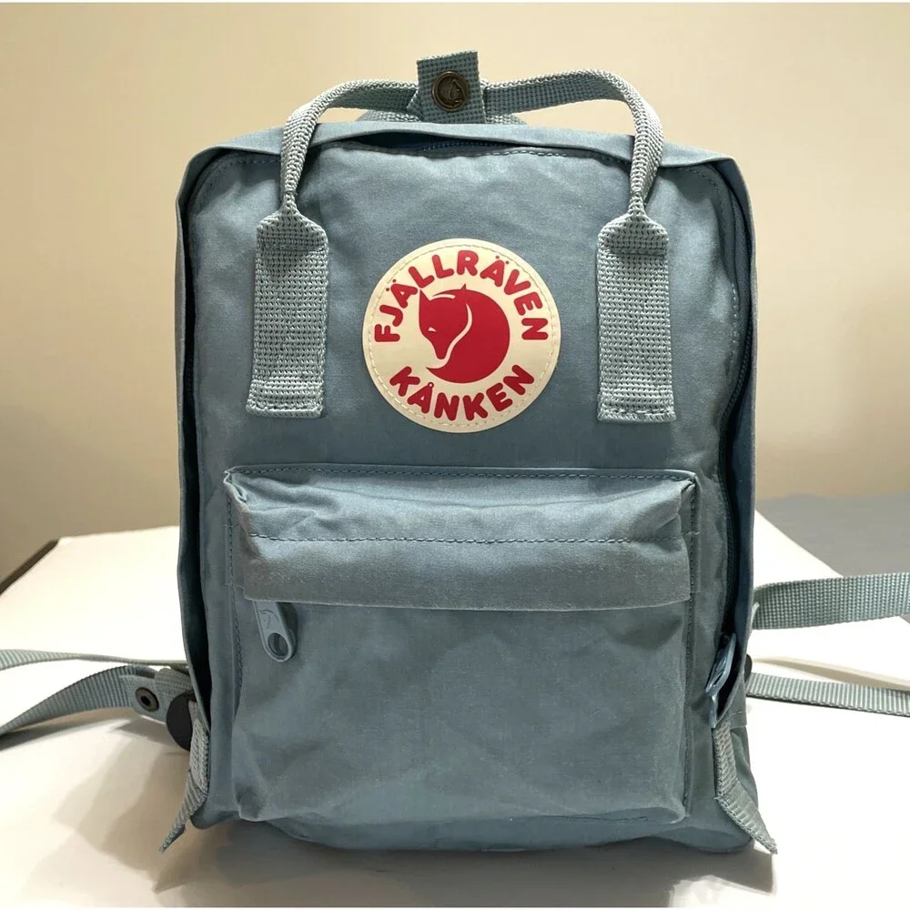Fjallraven Mini Backpack Kanken Blue Inner Pockets Adjustable Strap Shoulder